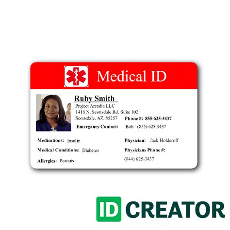 Printable Medical Id Card Printable Word Searches