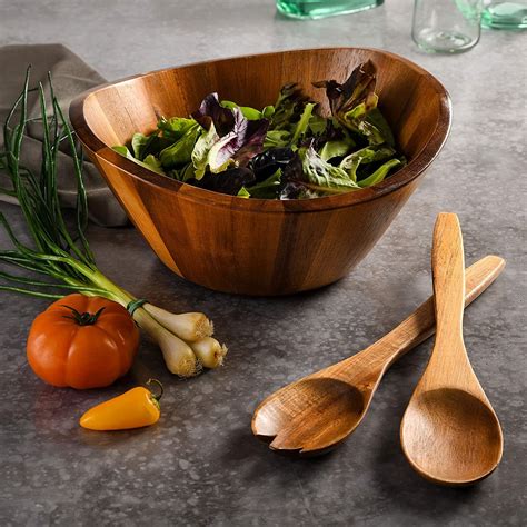 Inch Light Weight Acacia Wood Salad Serving Bowl Fruit Bowl Mixing