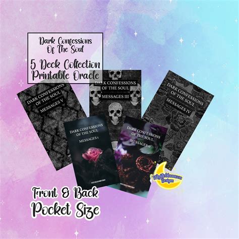 Dark Confessions 5 Decks Printable Oracle Cards Bundle Digital File 50