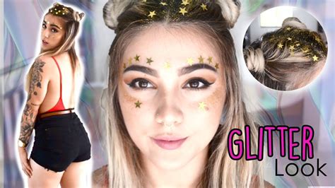 Grwm Festival Glitter Look Maquillaje Peinado Outfit Meligoblue Youtube