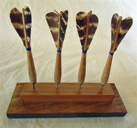 4 Widdy Turkey Feather 1 Darts With Stand Etsy