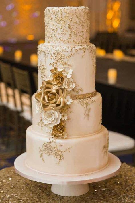 20 Best White And Gold Wedding Cake Images In 2019 White Gold Wedding Cake Elegant Wedding