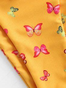 ZAFUL Butterfly Print Tie String Bikini Swimwear In SUN YELLOW ZAFUL 2024