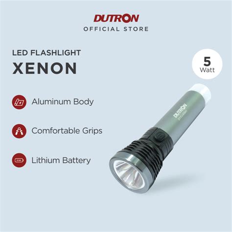 Jual Dutron Senter Led Xenon Alumunium Hitam Slim W Led Shopee