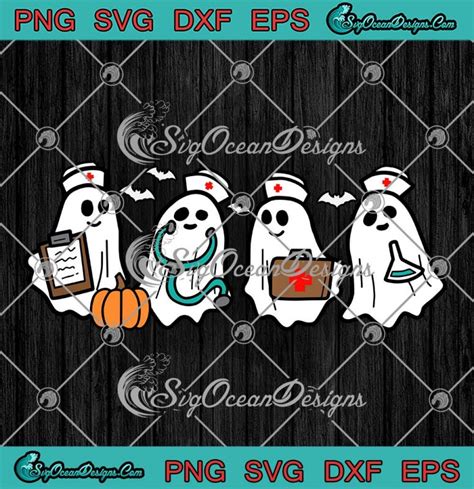 Ghost Nurses Halloween Crew Funny Svg Costume Scrub Halloween Nicu