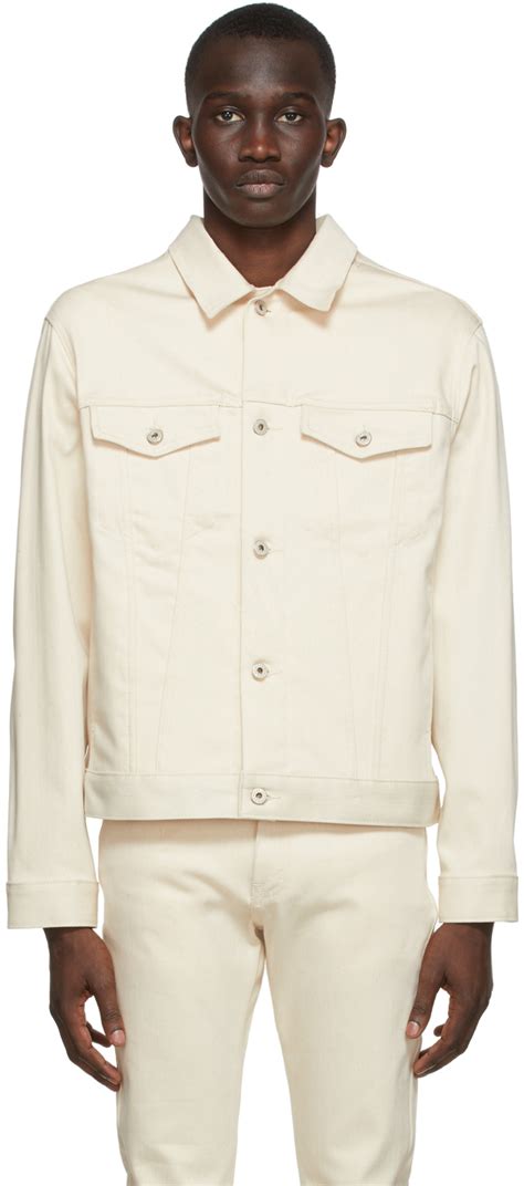 Naked Famous Denim Off White Natural Seed Denim Jacket Ssense Canada