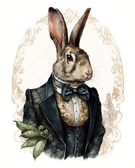 Gentleman Rabbit In Fancy Clothing Well Dressed Rabbit Etsy