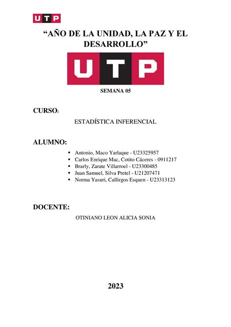 Tarea Estadistica Inferencial Ejercicios Semana A O De La Unidad