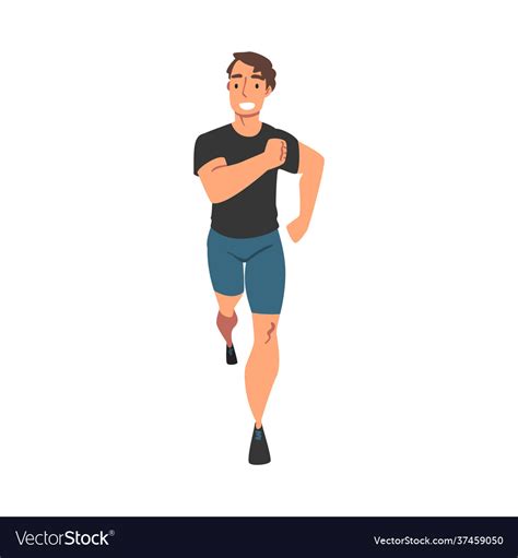 Front view smiling running man male athlete Vector Image