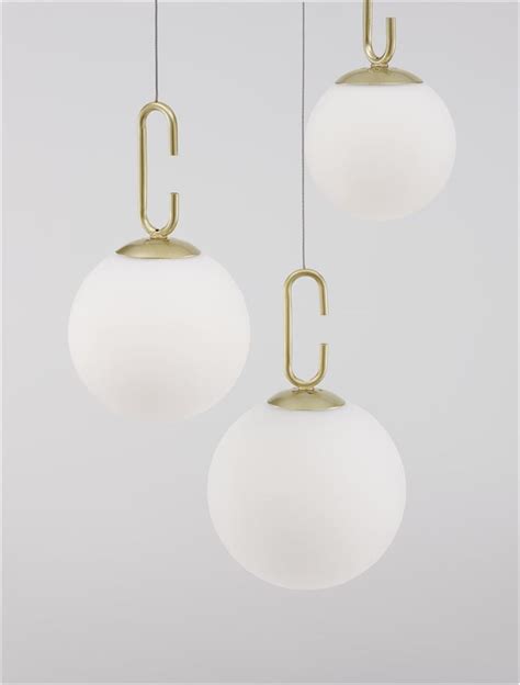 Nova Luce Modern Pendant Glass Luminaires Hook Satin Gold Metal