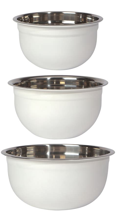 Set Of 3 White Mixing Bowls Linen And Clove