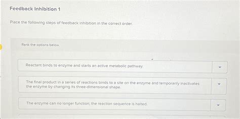 Solved Feedback Inhibition 1Place the following steps of | Chegg.com