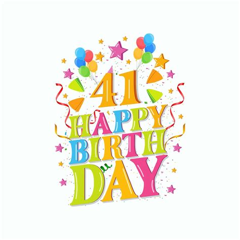 41st Happy Birthday Logo With Balloons Vector Illustration Design For