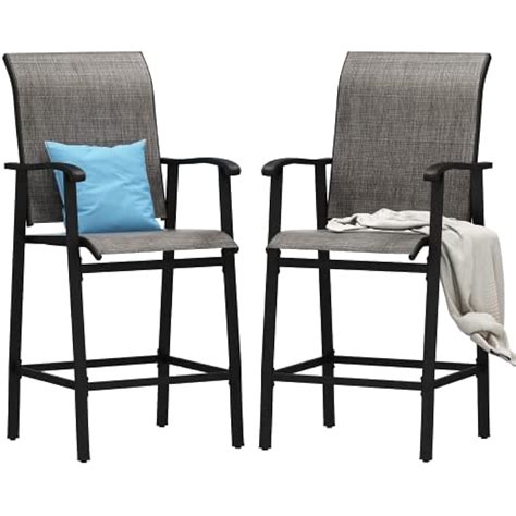 Set Of 4 Gray Outdoor Swivel Bar Stools For Patio Australia Ubuy