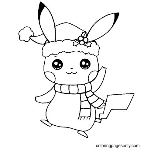 Christmas Pikachu Coloring Page Free Printable Coloring Pages