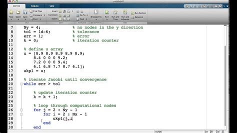 Matlab Code For Solving Laplace S Equation Using The Jacobi Method Youtube