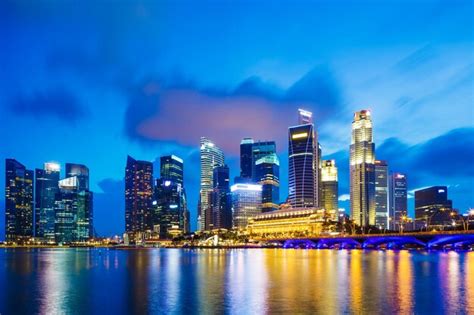 Premium Photo | Singapore city skyline at night