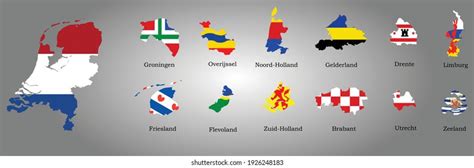 Map Netherlands Provinces Colors Flags Stock Vector Royalty Free 1926248183 Shutterstock