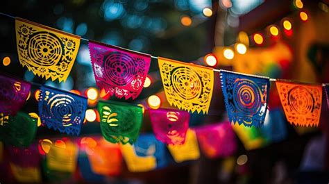 Una Foto De Una Colorida Fiesta Mexicana De Papel Picado Banderas