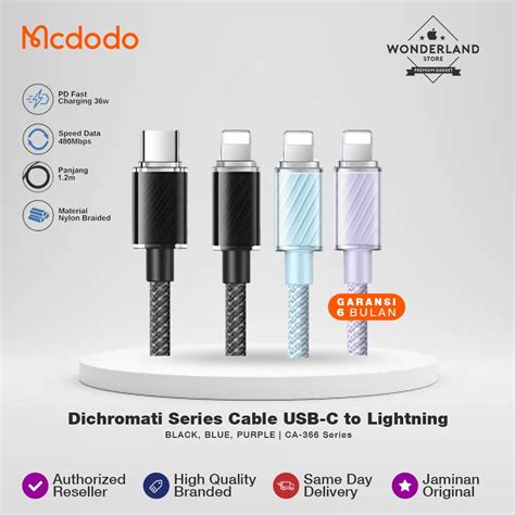 Jual Mcdodo Kabel Data USB C To Lightning 36W Dichromatic Series Fast