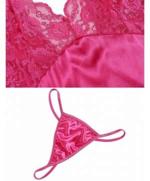 Women V Neck Irregular Nightwear Lace Babydoll Sexy Lingerie Set Rose Red C21809S66DA
