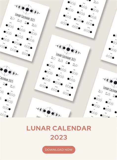 2023 Lunar Calendar Printable Moon Phase Calendar - Etsy