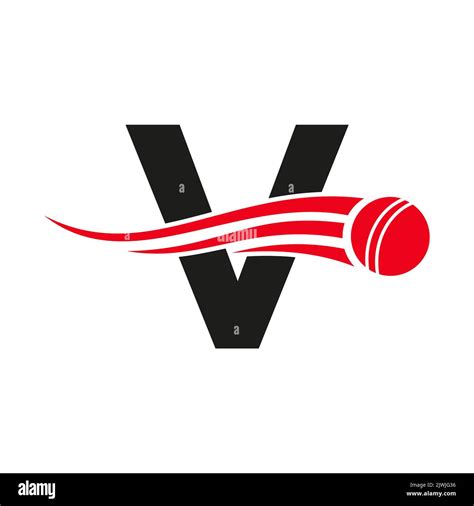 Letter V Cricket Logo Concept With Ball Icon For Cricket Club Symbol ...