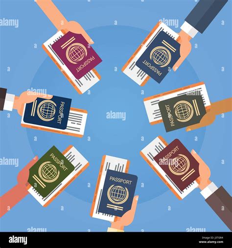 Hands Holding Passport Ticket Boarding Pass Travel Document Stock