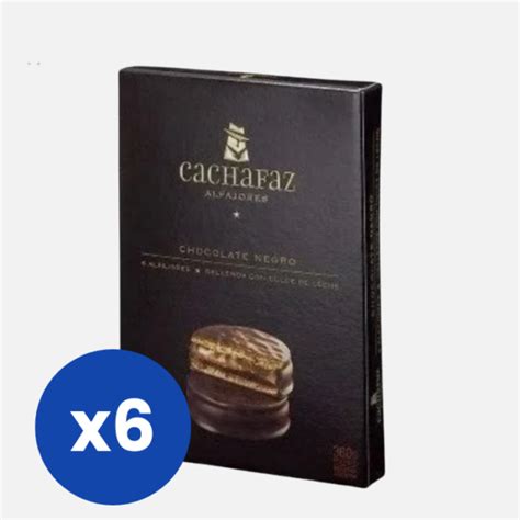 Alfajor Cachafaz Negro Relleno Con Dulce De Leche Caja De 6u 360gr