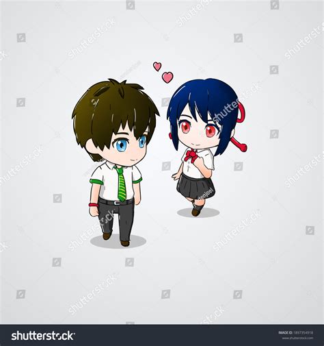 Chibi Boy And Girl Holding Hands Template