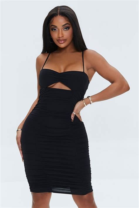 Forever 21 Ruched Cutout Bodycon Dress Black Forever21usa