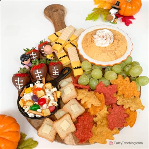 charlie brown thanksgiving board, kids charcuterie snack grazing board