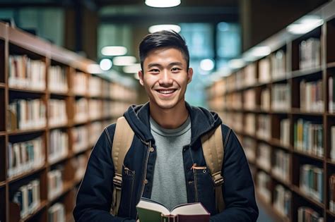 Premium AI Image | A man in a library reading a book