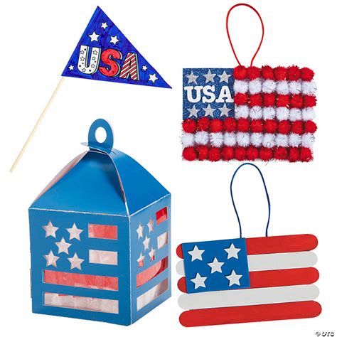 Bulk 48 Pc All American Flags Craft Kit Assortment