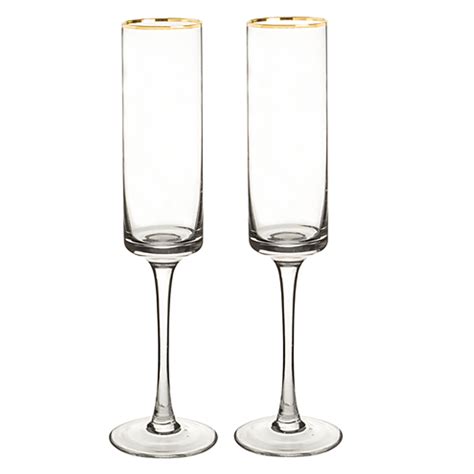 Contemporary Gold Rimmed Champagne Flutes Beau Coup