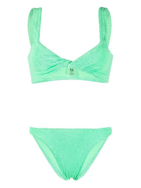 Hunza G Crinkle Effect Bikini Green Editorialist