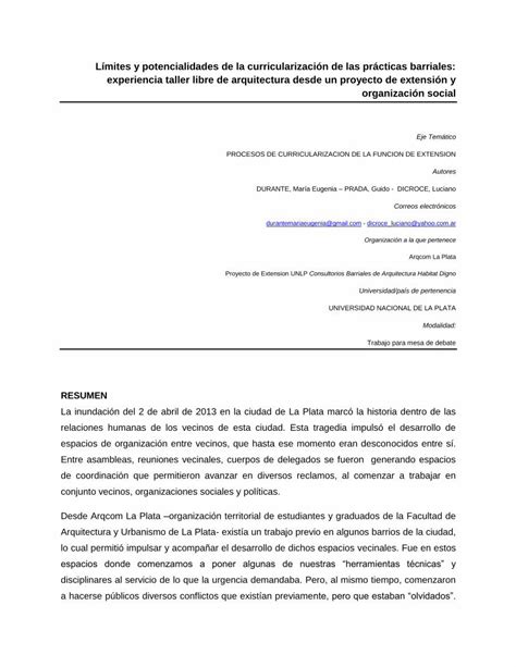 PDF Límites y potencialidades de la curricularización de las