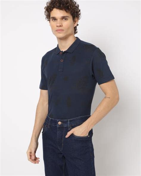 Buy Regular Fit Leaf Print Polo T Shirt Online At Best Prices In India