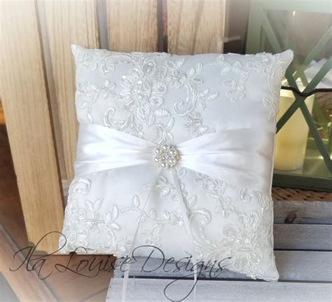 Beaded Alencon Lace Ring Bearer Pillow Ivory Ring Bearer Etsy