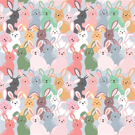 An Image Of Many Rabbits In The Same Color And Pattern On Pink Blue