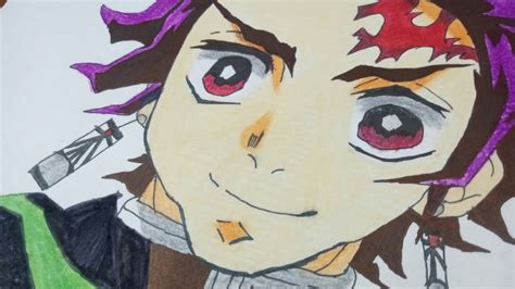 How To Draw Tanjiro Kamado Demon Slayer Colour Pencils Drawing