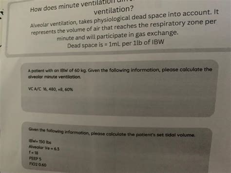 Solved How does minute ventilatioliation? ventilation | Chegg.com