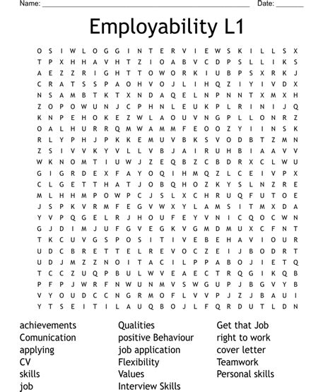 Employability L1 Word Search Wordmint