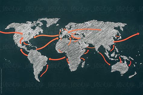 "World Map With Arrows. Global Migration." by Stocksy Contributor ...