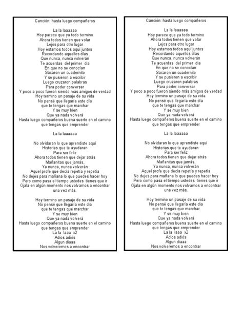Cancion Hasta Luego | PDF