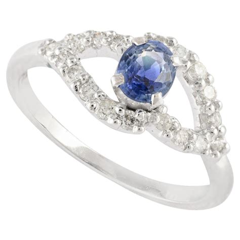 Customizable Art Nouveau Style Women Diamond Blue Sapphire Wedding Ring