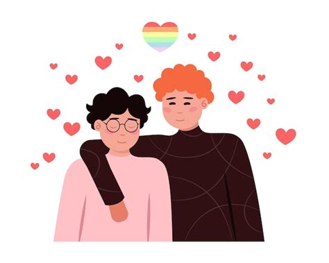 Casal De Desenho Animado De Homens Da Comunidade Lgbt Abra Ando Jovem Casal Gay Parada Do