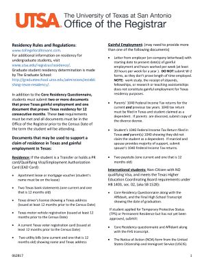 Fillable Online Residency Rules And Regulations Fax Email Print