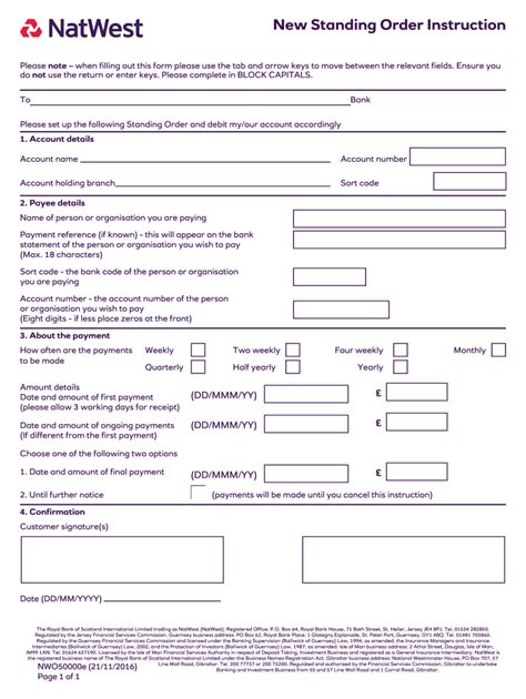 Natwest Standing Order Form Fill Out Sign Online Dochub