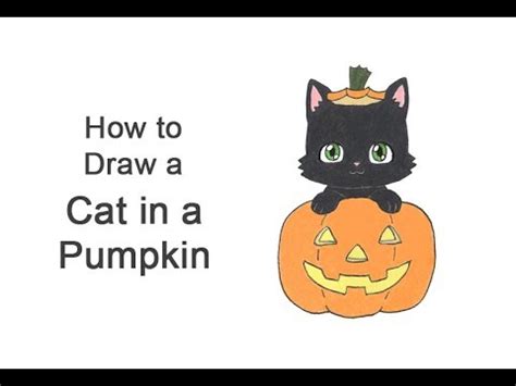 How to Draw a Cat in Jack-O'-Lantern Pumpkin for Halloween - YouTube